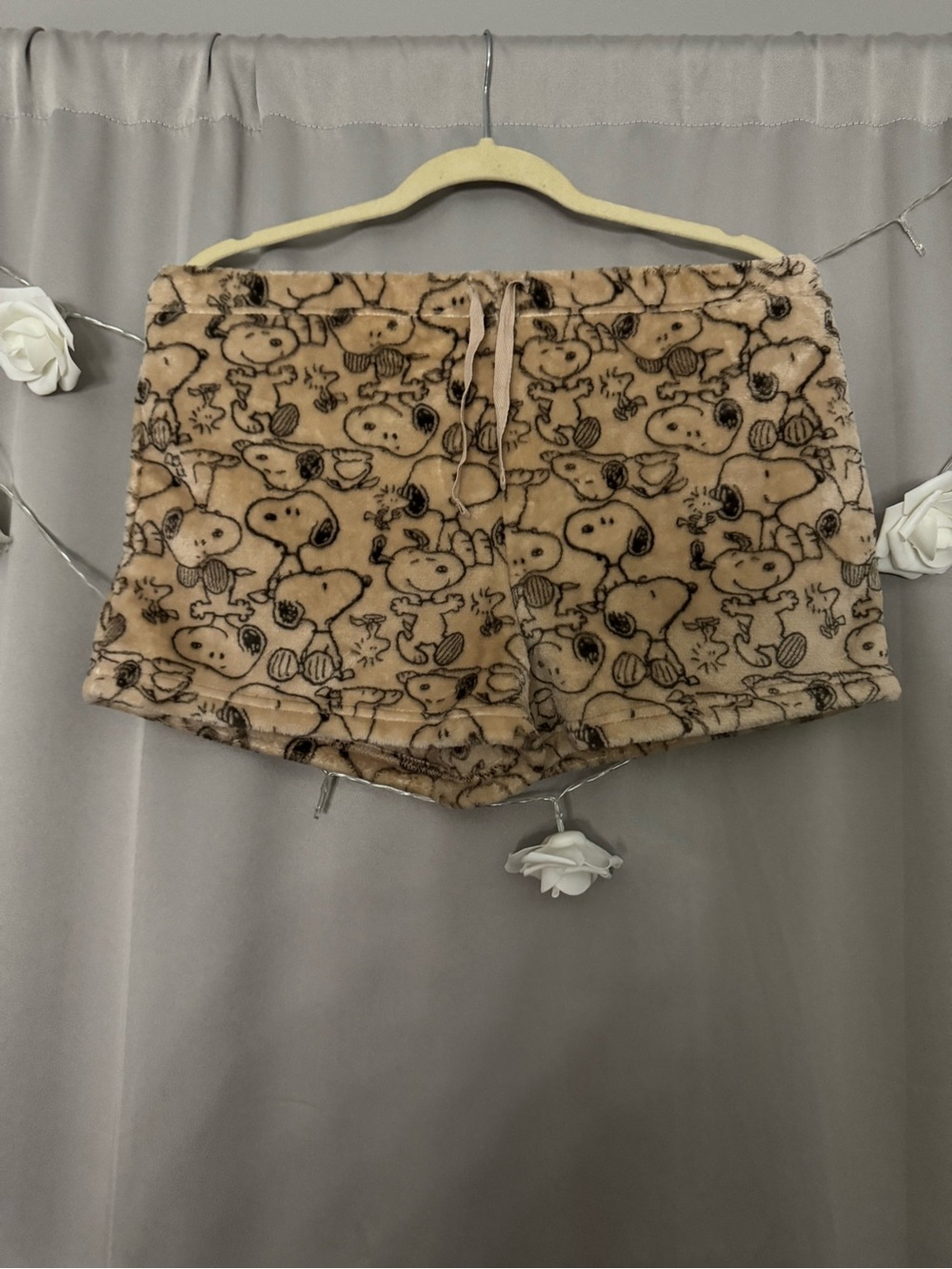 Cozy Snoopy Print Plush PJ Shorts